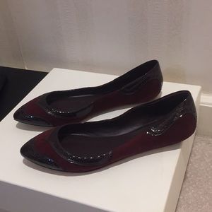 Brian Atwood bfaimery - wine suede and patent leather flats